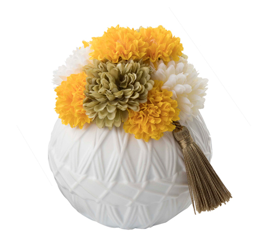 プリザーブドフラワーアレンジ例：花器ＣＬ手毬・マットホワイト(326-611-101)